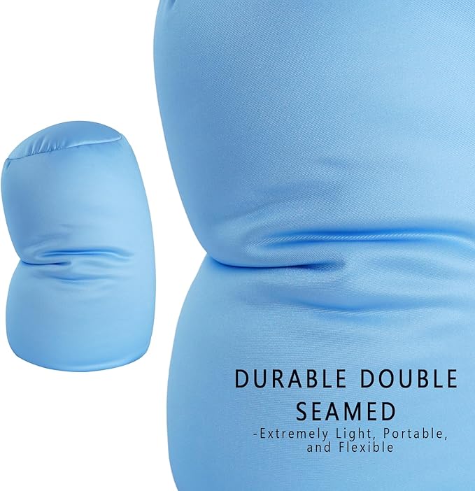 Microbead Body Pillow, Tube Microbead Bolster Bean Smooth Cool Pillow Neck Cervical Roll Pillow for Sleeping 7 x 12Inch Throw Travel Pillow(Maya Blue)