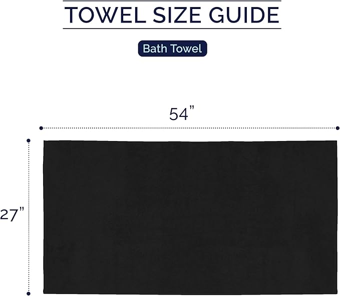 Elegant Comfort Premium Turkish Cotton 2 Pack Bath Towel Set - 27 x 54 inch, Luxurious Hotel Spa Quality 100% Turkish Cotton 2PC Bath Towel Set - Highly Absorbent - Soft Bathroom Towels, Black