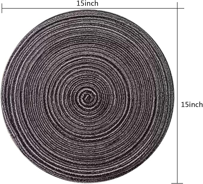Rouned Braided Placemats Set of 4, 15 Inches Table Place Mats for Dining Table, Hot Pads for Kitchen, Trivets for Hot Dishes, Pots and Pans, Tabletop Accessories (Grey,4) ﻿
