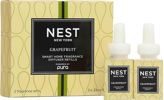 NEST New York Smart Home Fragrance Diffuser Refill Smart Vials, Grapefruit - Set of 2 - Designed for NEST x Pura 3 and NEST x Pura 4 Diffusers - Cruelty Free, Vegan - Made in USA