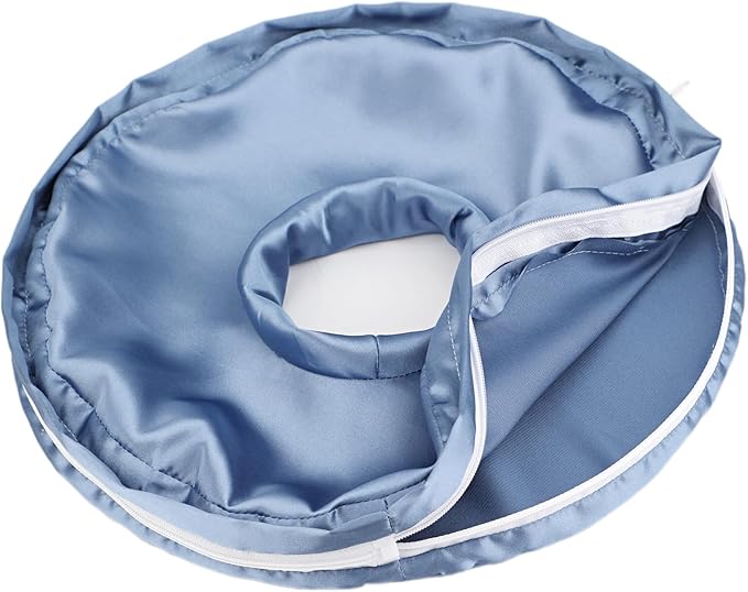 Washable Ear Piercing Pillowcase Luxury Satin Ear Hole Silky Pillowcase for Pierced Ear Side Sleepers Ear Inflammation Pressure Sore Pain Relief Support Neck Head HazeBlue