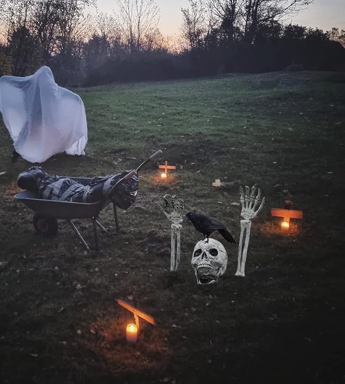 AOGU Halloween Decorations Realistic Skeleton Stakes Outdoor Indoor Yard Lawn Garden Groundbreakers Haunted House Decorations