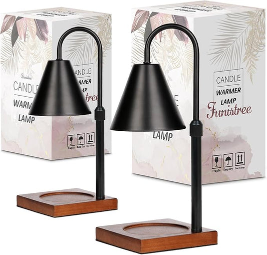 Modern Candle Warmer Lamp 2 Pack, Dimmable Candle Lamp Warmer with Timer, Birthday Gifts for Women Who Have Everything, Gifts for Mom, Adjustable Mens Candle Lamp, Cozy Living Room Bedroom Decor,Black