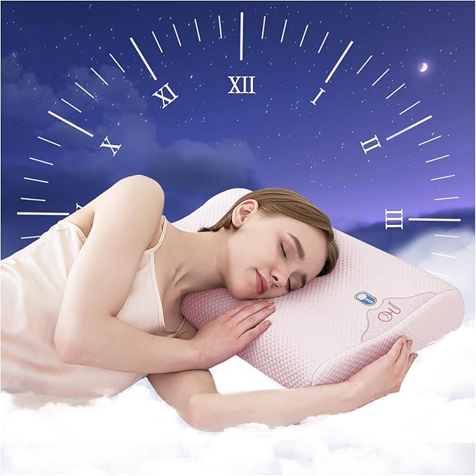 Silicone Cervical Pillow for Pain Relief, Shoulder & Neck Support Machine Washable Silicone Neck Pillow with Cool Silk Breathable Pillowcase, Ergonomic Pillow for Side, Back, Stomach Sleepers
