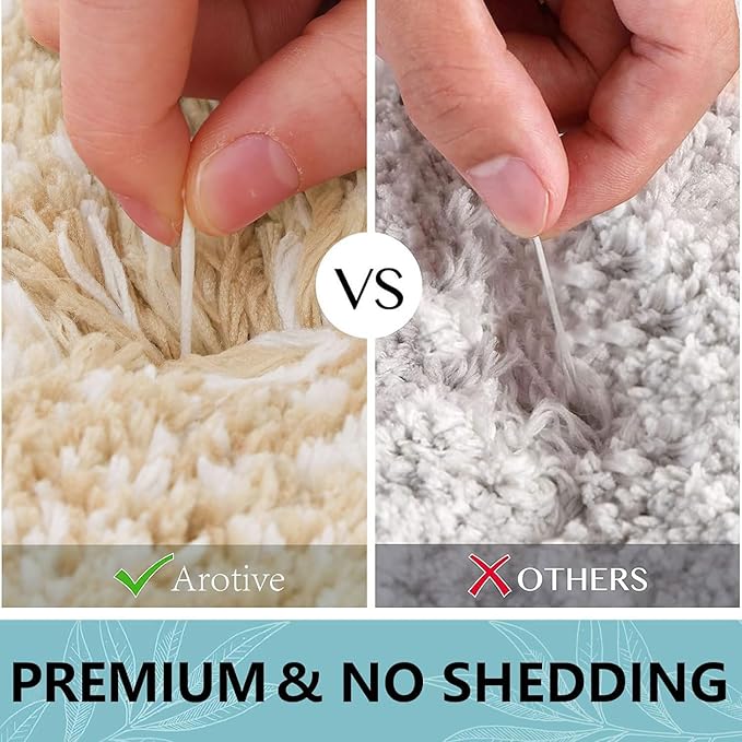 Arotive Microfiber Bathroom Rugs, Shaggy Soft and Absorbent Bath Rug, Non-Slip, Thick Plush Machine Washable Dry Bath Mats for Bathroom, Tub and Shower, 70x24, Camel