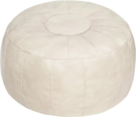 Thgonwid Unstuffed Moroccan Ottoman Pouf Cover, Ottoman Footstool Storage Solution, Bean Bag Chair, Foot Rest, Ivory White