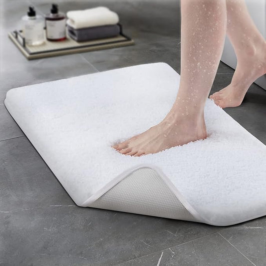 TECHMILLY Super Soft Shaggy Bathroom Rugs, Absorbent Thick Non Slip Microfiber Bath Rugs, Quick Dry Machine Washable Bath Mat for Bathroom Floor, Bathtub and Shower 20"x32"