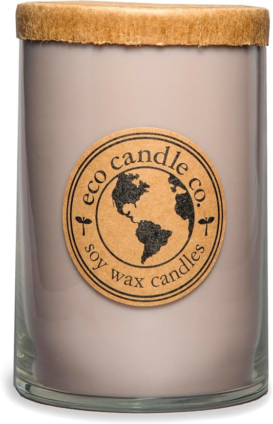 Eco Candle Co. Recycled Candle, Bonfire, 26 oz. - Scents of Smoldering Wood, Smoke, & Incense -100% Soy Wax, No Lead, Kraft Paper Label & Lid, Hand Poured, Phthalate Free