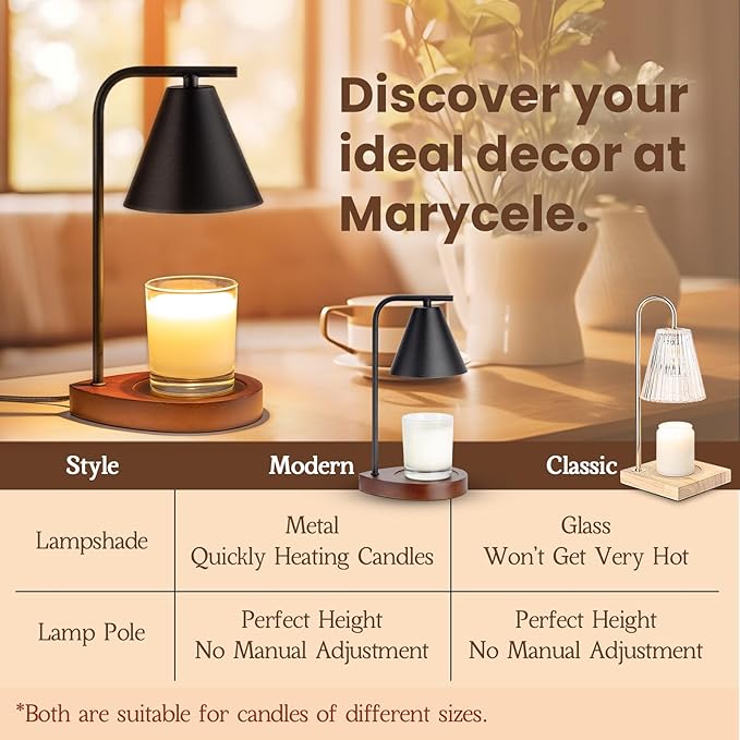Black Candle Warmer Lamp with Timer, Birthday Gifts for Him Her, House Warming Gifts New Home Decor Aesthetic Black, Electric Dimmable Wax Melt Warmer for Jar Candles with 2 Bulbs