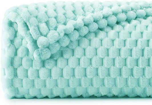 BEDELITE Fleece Blanket Twin for Bed Couch, 3D Jacquard Decorative Cloud Blue Throw Blanket, Soft and Cozy Warm Plush Fuzzy Blanket All Seasons Suitable, 60x80Inches