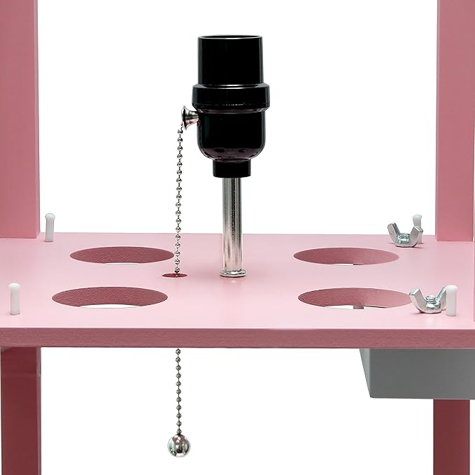 Simple Designs LF1037-LPK-LB Three Shelf Etagere Organizer Storage Floor Lamp with 2 Dual USB Ports and Charging Outlet, Light Pink, with Feit LED Bulb Included