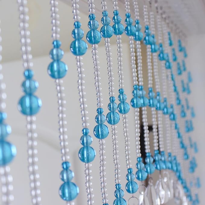 Hanging Glass Door Beads Beaded Curtains Valance Self-Adhesive for Doorways Crystals Stran Arched Windows, Clear Crystal Room Bead Partition Curtain Door Frame Beads for Doorways Closets 4