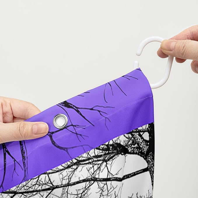 AILONEN Blue and White Tree Abstract Shower Curtain,Minimalist Printed Plant Tree Arts Bath Curtain,Modern Boho Waterproof Curtain for Bathroom Decor, 72" W x 96" H