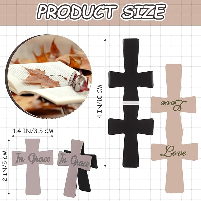 Outus 48 Pieces Magnetic Christian Religious Cross Bookmark Religious Bible Verses Bookmarks Magnetic Page Clips for Women Student School Reading Gifts, 16 Styles (Marble Style)