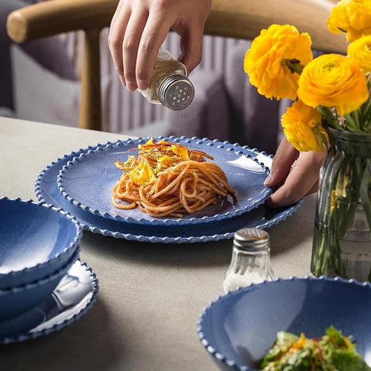 MissYIP 12 Piece Melamine Dinnerware Sets, Service for 4, Lightweight Unbreakable, BPA Free, Food Grade Plates Sets, Dishwasher Safe, Indoor and Outdoor Use