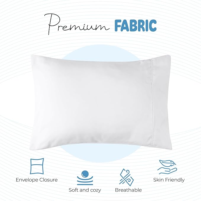 Utopia Bedding Toddler Pillow Cases - 2 Pack - Envelope Closure - Soft Brushed Microfiber Fabric - Shrinkage and Fade Resistant Pillow Covers 13 X 18 Inches (Toddler, White)