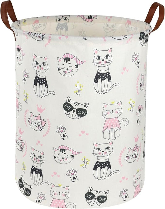 Pink laundry basket,Pink Girls Hamper,Cat laundry Basket,Girls Hamper for Kids Room Decor,Pink Clothes Hamper,Toy Organizer,Gift Hamper(Pink Cat) …