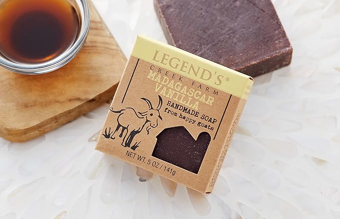 Legend's Creek Farm Goat Milk Soap - Cleansing Moisturizing Soap Bar for Hands and Body - 5 Oz Creamy Lather, Nourishing, Gentle Natural Soap for Sensitive Skin (Madagascar Vanilla, Pack of 2)