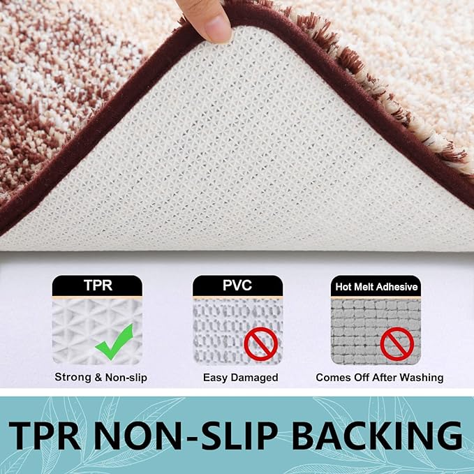 Arotive Microfiber Bathroom Rugs, Shaggy Soft and Absorbent Bath Rug, Non-Slip, Thick Plush Machine Washable Dry Bath Mats for Bathroom, Tub and Shower, 36x24, Brown