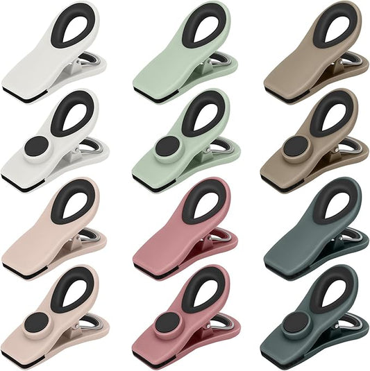 TACGEA Chip Clips, Magnetic Bag Clips with Air Tight Seal for Food Storage, 12 Pieces, Neutral Color