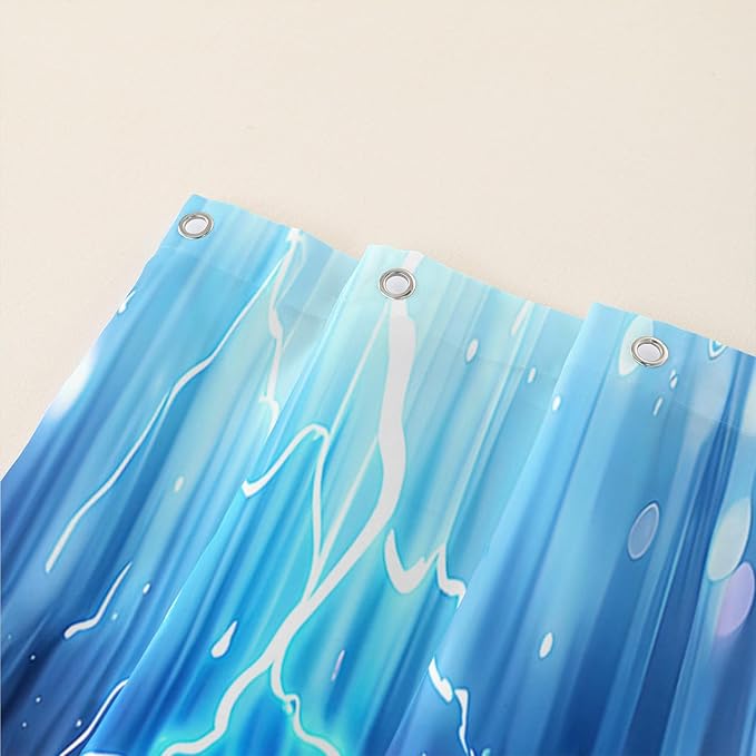 AILONEN Lightning Wolf Shower Curtain for Bathroom,3D Print Glowing Wolf Print Bath Curtain for Boys Men Kids,Raining Wolf Waterproof Bathroom Decor Blue Curtain with 12 Plastic Hooks, 36" W*72" H