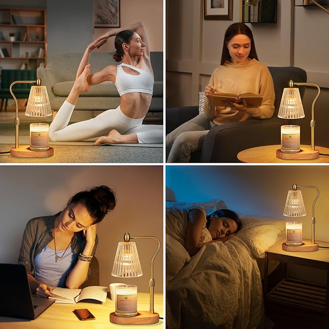 Candle Warmer Lamp - Candle Warmer Lamp with Timer and Dimmer Adjustable Height,Electric Wax Melt Warmer with 2 Bulbs for Scented Jar Candles Home Decor Mother's Day Gifts