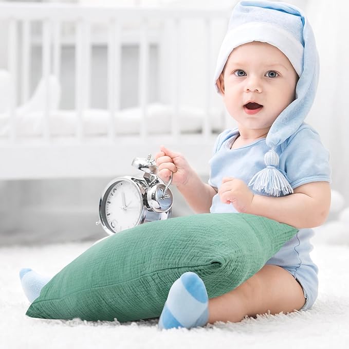 Organic Cotton Muslin Mini Pillowcases with Envelope Design,2 Pack Ultra Breathable Kids Toddler Pillowcases for Boys and Girls- 13 x 18 inches (Turquoise)