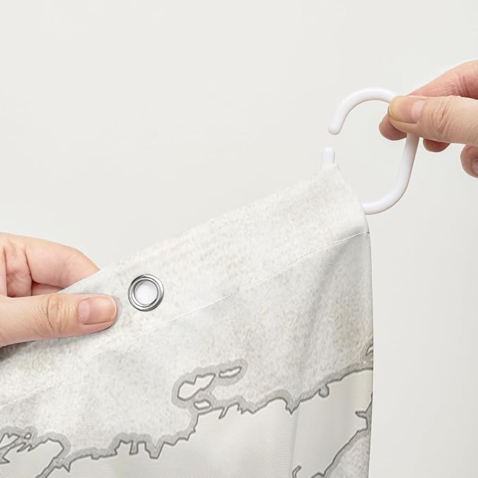 AILONEN Seahorse Shower Curtain for Bathroom,Nautical Coast Retro Map Ocean Bath Curtain 72" W*96" H,Blue Sea Animal Print Decorative Waterproof Curtain with 12 Plastic Hooks