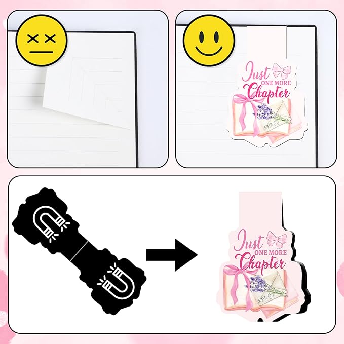 Pink Bow Magnetic Bookmark - 8Pcs Coquete Book Mark Magnets Bow Bookmarks Magnetic Floral Butterfly Magnets Bookmark Page Clip Gift for Book Lovers Students Teacher Reading Bookish
