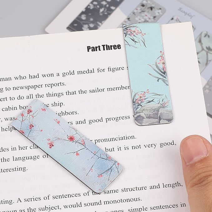 15 Pieces Bookmarks, Magnetic Bookmarks for Women, Page Markers for Students Teachers Reading (Floral Style)
