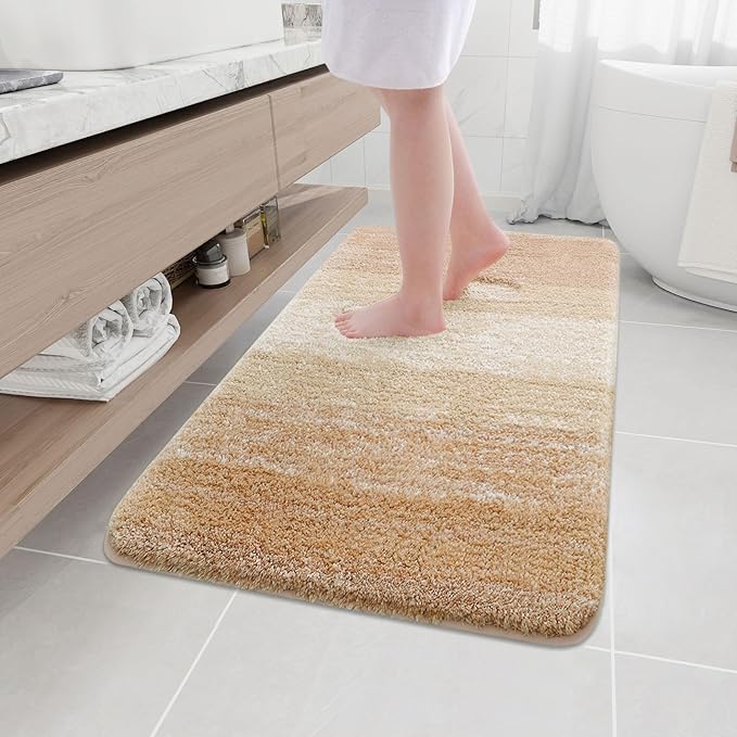 Arotive Microfiber Bathroom Rugs, Shaggy Soft and Absorbent Bath Rug, Non-Slip, Thick Plush Machine Washable Dry Bath Mats for Bathroom, Tub and Shower, 50x30, Beige