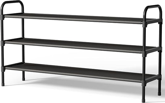 Kitsure Extra-Long Shoe Rack for Closet, Shoe Organizer for Front Door Entrance, Stackable Shoe Shelf, Detachable Closet Organizers and Storage, Black, 39.0" x 11.8" x 23.2"
