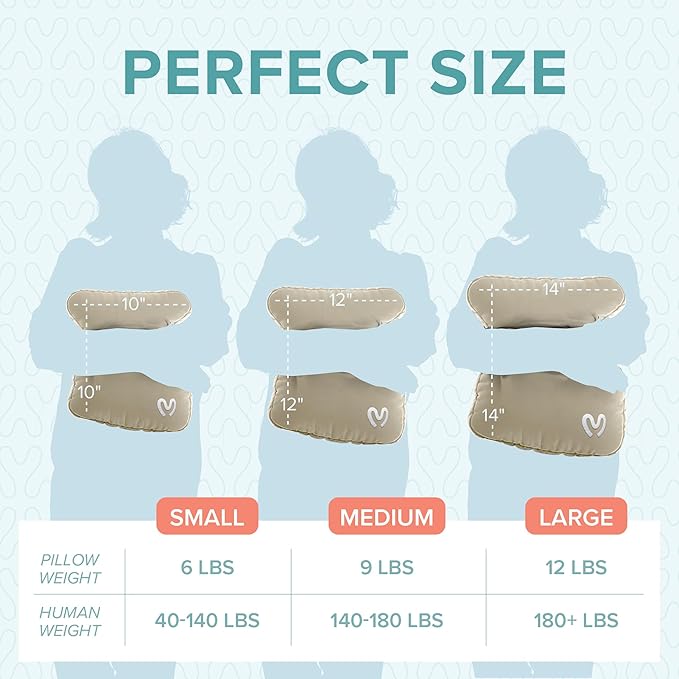 Calmier - 9 lb Sensory Weighted Pillow - Glass Bead Filled Hug Pillow - Ultra Plush Cozy Weighted Pillows for Adults and Kids - Child Sensory Pillow - Weighted Lap Pad (Tan - Minky, 9 LBS)