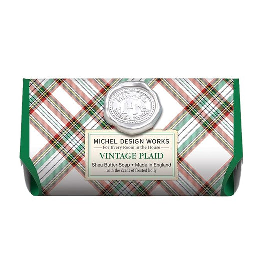 Michel Design Works Large Bath Soap Bar, Vintage Plaid
