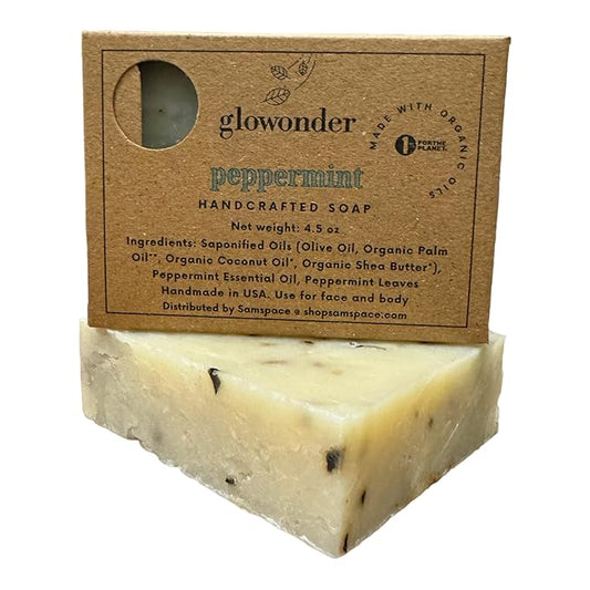 1 Pack Peppermint Handmade Organic Bar Soap for Face and Body - Moisturizing, All-Natural, Cruelty-Free - Botanical Ingredients - Shower, Bath, Hand Soaps, Gifts - 4.5 oz
