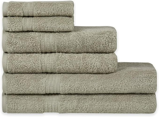 HOMELOVER 6 Piece Towel Set - 100% Organic Cotton, 2 Bath Towels, 2 Hand Towels, 2 Washcloths - 500 GSM, Hotel & Spa Quality, Soft, Quick Dry, Highly Absorbent Bathroom Essentials (Space Gray)