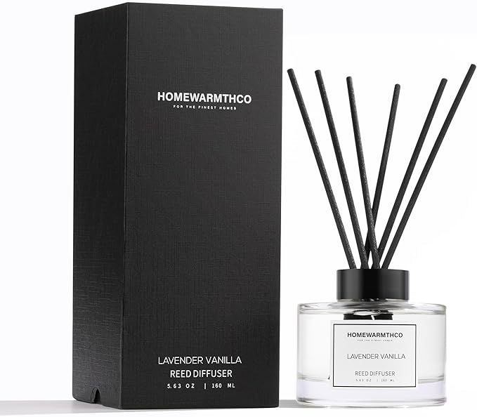 Lavender Vanilla Reed Diffuser Set - Luxury Fragrance Reed Diffusers for Home, Office & Bathroom Décor - Long-Lasting Scent with Non-Toxic Oils (5.63 oz)
