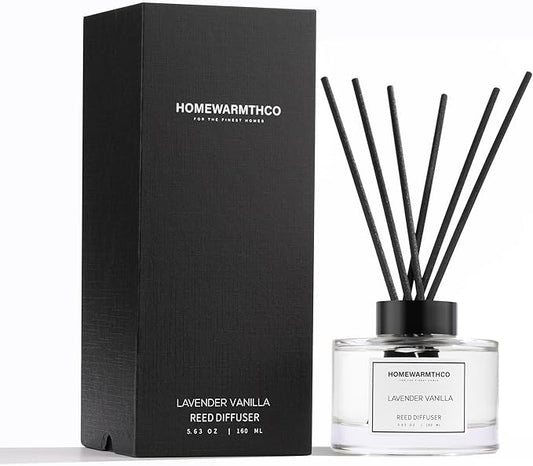 Lavender Vanilla Reed Diffuser Set - Luxury Fragrance Reed Diffusers for Home, Office & Bathroom Décor - Long-Lasting Scent with Non-Toxic Oils (5.63 oz)