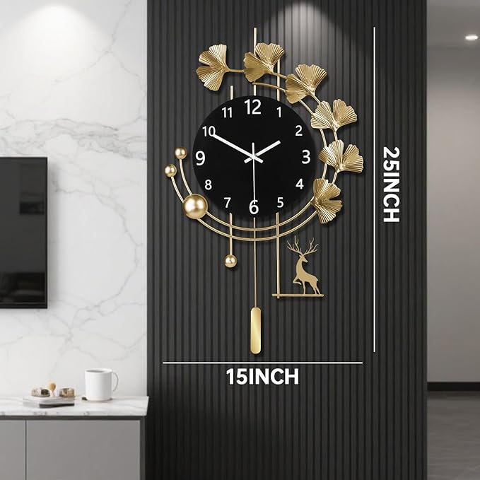 SIN&MI Large Wall Clocks for Living Room, Metal Wall Art Decoration,Silent Non Ticking,Battery Operated Oversized Round Modern Wall Clock for Bedroom,Farmhouse,Office Wall Decor/16 * 26Inch