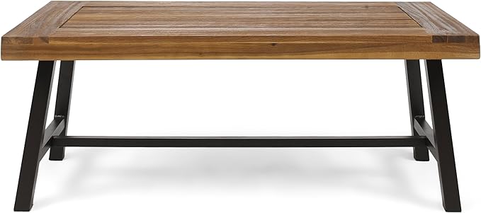 Christopher Knight Home Liton Indoor Acacia Wood Coffee Table, Sandblast Finish / Rustic Metal