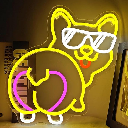 Corgi Neon Sign Corgi Decor Dog Neon Sign for Wall Decor Led Neon Light Sign Dimmable Cute Corgi Butt Neon Sign Animal Neon Light Up Sign for Bedroom Pet Shop Home Corgi Lover Gifts Cinsyarn, coloful