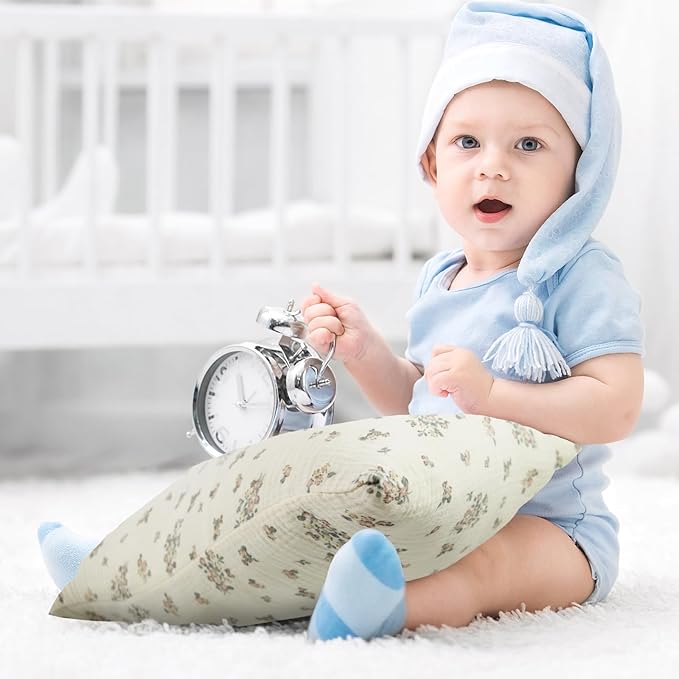 Organic Cotton Muslin Mini Pillowcases with Envelope Design,2 Pack Ultra Breathable Kids Toddler Pillowcases for Boys and Girls- 13 x 18 inches (Purple Flower)