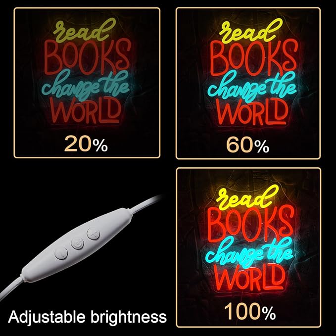 NOSUN Read Neon Sign Classroom Neon Signs for Wall Decor Change The World Light Sign for Bedroom Study Room Library Neon Light Sign Neon Classroom Sign Read Neon Lights Neon Wall Sign Light Up Sign