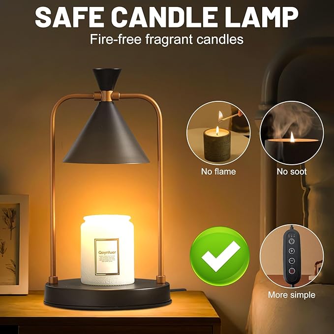 Candle Warmer Lamp with Timer Dimmer, Birthday Gifts for Women Mom, House Warming Gifts New Home Room Decor, Plug-in Operated Wax Melt Warmer for Scented Jar Candles with 2 Bulbs