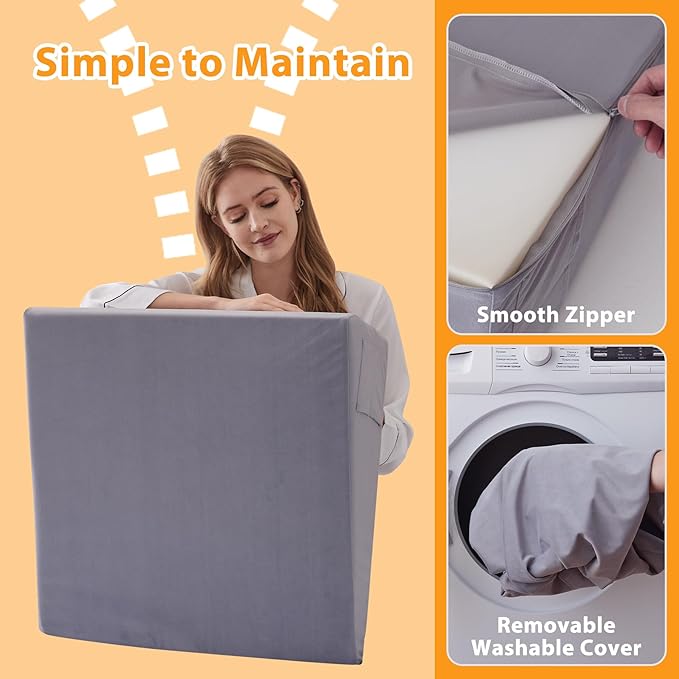 Bed Wedge Pillow for Sleeping, 10" Wedge Pillows for After Surgery, Soft Memory Foam Top, Triangle Pillow Wedge, Body Positioners for Leg Elevation, Acid Reflux, Gerd, Snoring Relief, Velvet