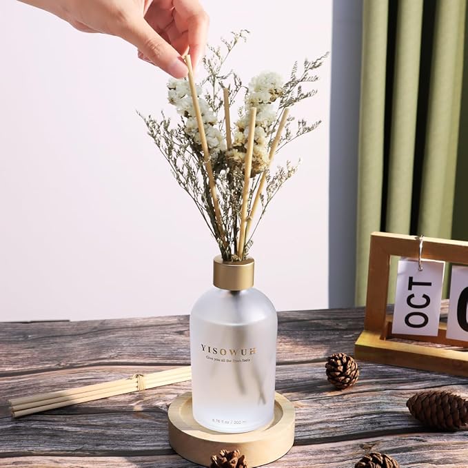 Reed Diffuser - Jasmine Tea 6.76oz（200ml） 2 Packs Flower Essential Oil Reed Diffuser Set with 16 Sticks - Long Lasting Fragrance for Home Bedroom Bathroom Room Shelf Decor