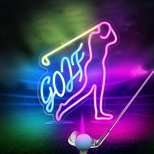 Golf Man, Neon Sign, Disco Neon Sign, Led Neon Light for Wall Decor, Signs for Light Sign for Disco Party,Bar,Music,Wedding birthdy,Game Room Man Cave,Christmas. Dimmable, USB powered.