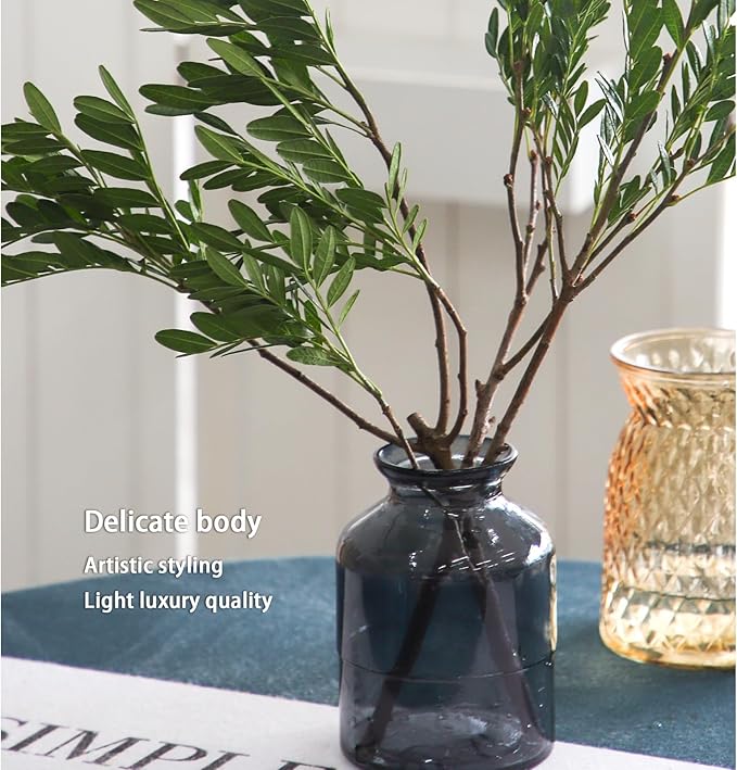 OFFIDIX Glass Vase,6 * 4.1in Large Volume Geometric Faceted Design Flower Vase