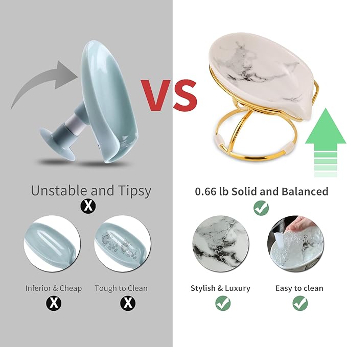 Leaf-Shaped Ceramic Soap Dish with Drain, Holder, Saver, Tray, Bar Soap Holder, Easy Cleaning, for Shower Bathroom Kitchen Sink Bathtub, Pro-Environment White