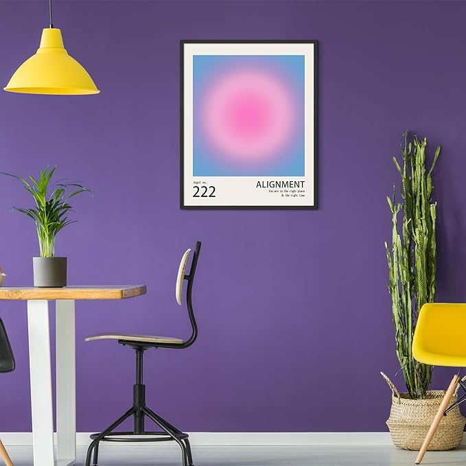 Habseligkeit Pink Wall Art Prints, Gradient Wall Posters, Buttefly Wall Art, Pink Room Decor for Grils Aesthetic Bedroom 8x10inch, Unframed, Set of 6